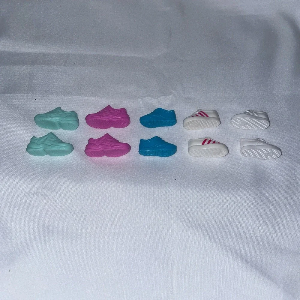Barbie Doll Shoe Lot‎ 5 Pairs Sneakers Pink Blue White Mint Green Athletic Shoes